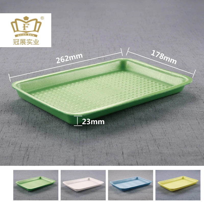 
26.2*17.8*2.3cm Eco-Friendly Disposable foam tray food grade foam party plate for fruit meat BBQ etc supermarket packing 