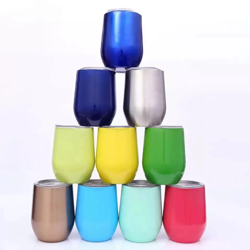 

Stainless Steel Egg Wine Cups Double Wall 12oz Stainless Wine Tumbler With tritan lid 12oz wine tumbler, Patone color