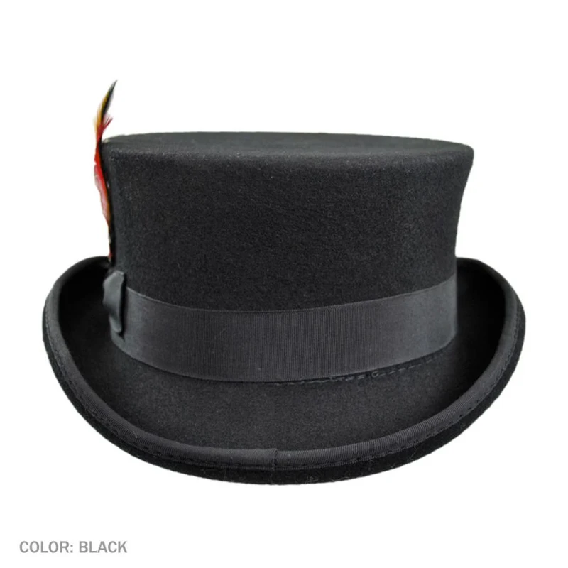 Short Crown 100% Wool Felt Man Top Hat John Bull Topper Steampunk - Buy ...