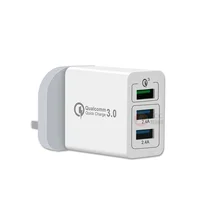 

Support OEM Logo Universal Fast UK 3 Pin Plug 3 USB Wall Fast Charger Adapter,Quick Charge 3.0 12V 1.5A Wall Charger