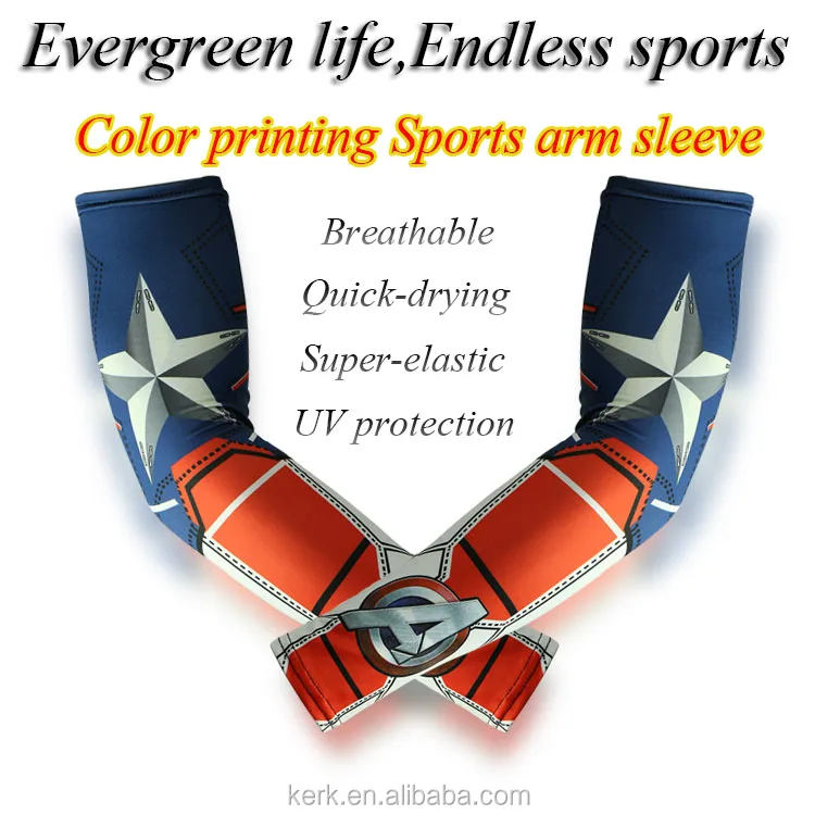 

Cheap wholesale New design Color printing cool decorative UV protection quick drying breathable Polyester sportswear arm sleeve, 10 colors
