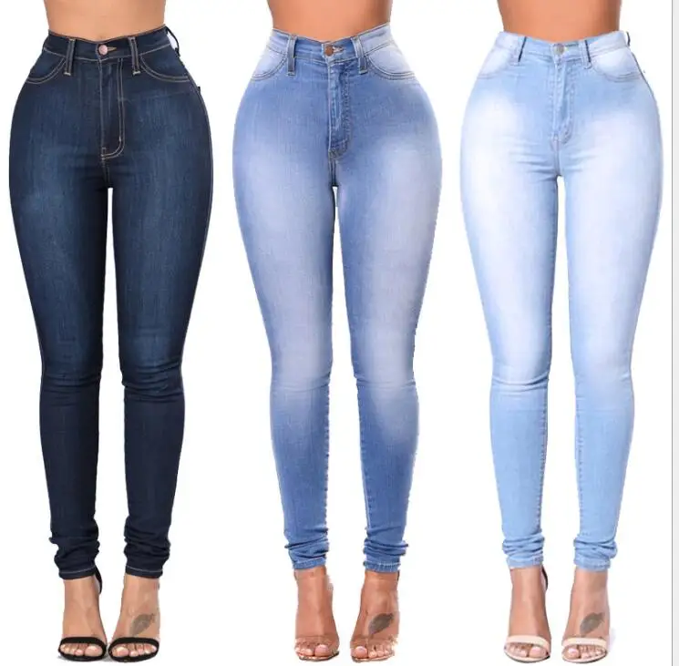 

Women big size sexy jeans lady High Waist denim Pencil pants, As picture
