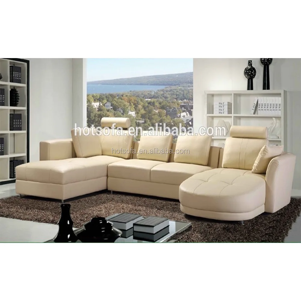 Beige Color Sectional Leather Sofa Design U Shape Make Beige Color Sectional Leather Sofa Design U Shape Make In China Factory