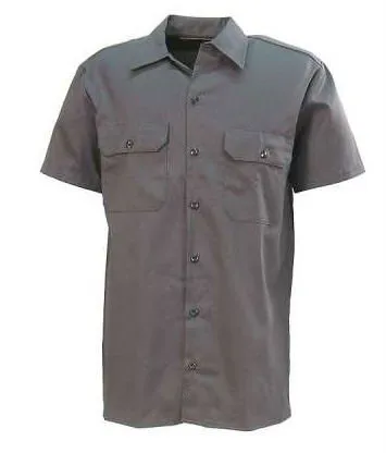 

Custom Grey Button Front Short Sleeve Cotton Drill Work Shirts