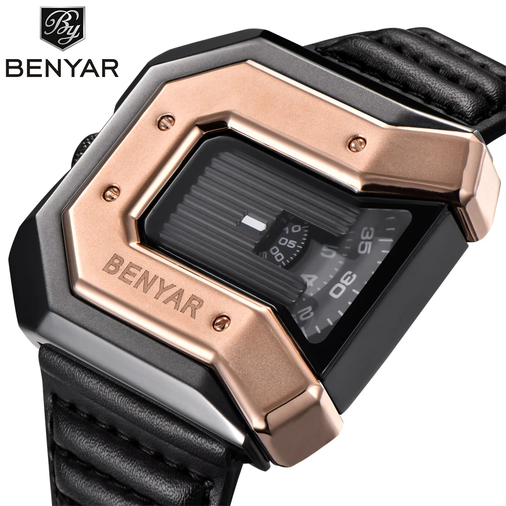 

BENYAR BY-5116M New Luxury Brand Unique Design Leather Strap Waterproof Quartz Sport Watch, N/a
