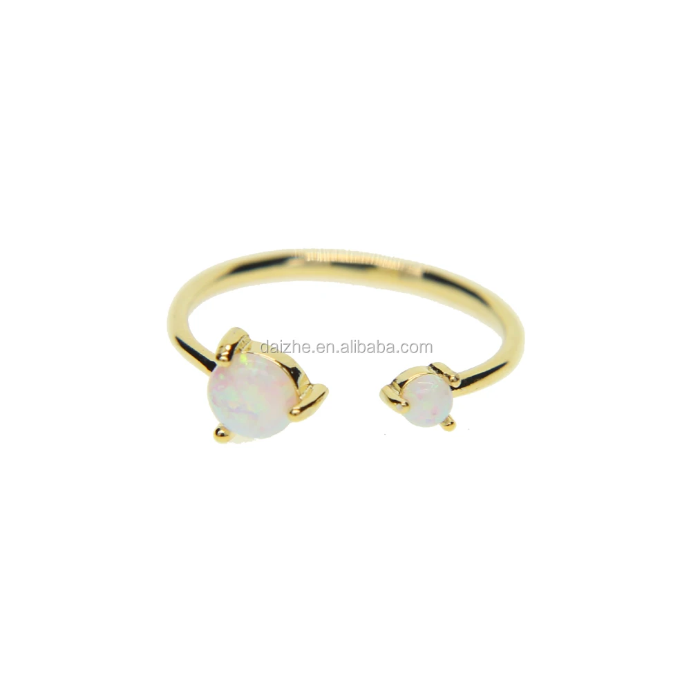 

Classic design thin band women girl design two white opal stone high quality wholesale open ring