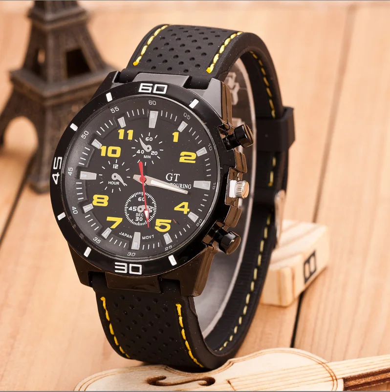 Fashion Men's Sport Wrist Watch Silicone Band Creative Quartz Gift Watches For Boy Friend SW054