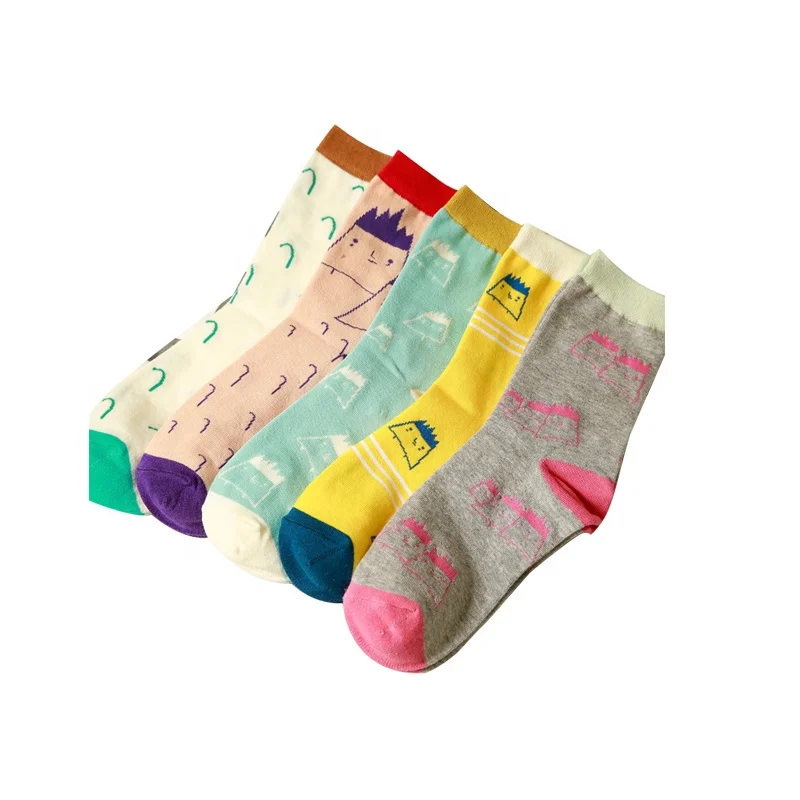 

Creative Young Colorful Fresh Pencil Drawing Pattern Cute Socks For Girls