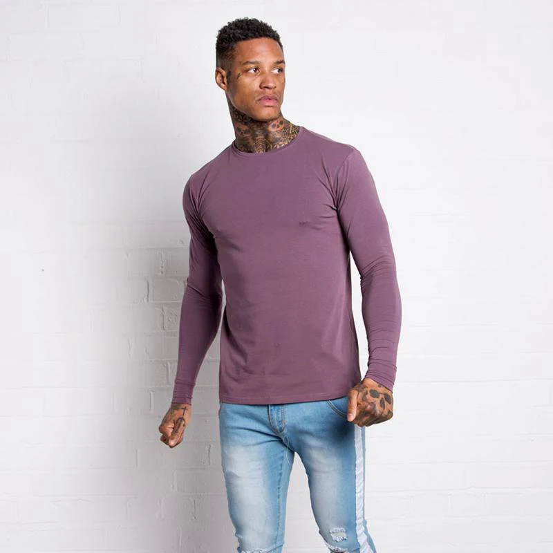 long sleeve men muscle fit t shirt custom