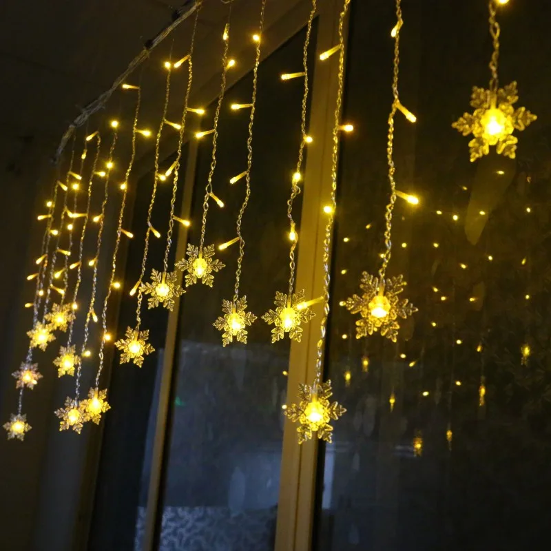 Best Sale Long Service Life Snowflake Led Fairy String Icicle Curtain Light For House Festival Decorate