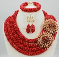 

lovely design jb186-2 coral 4 layer handmade coral colorful design Nigerian Wedding Beads Jewelry Set