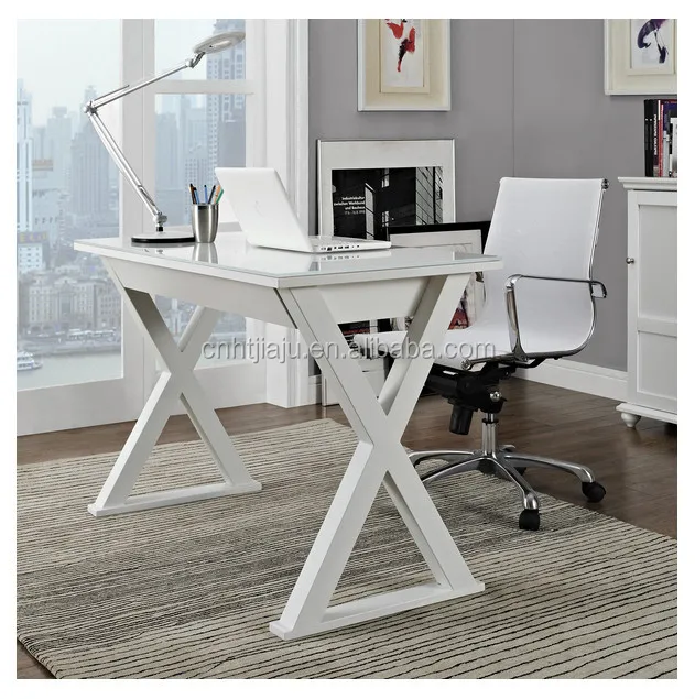 48 In White Glass Metal Computer Desk Simple Desk Home Office