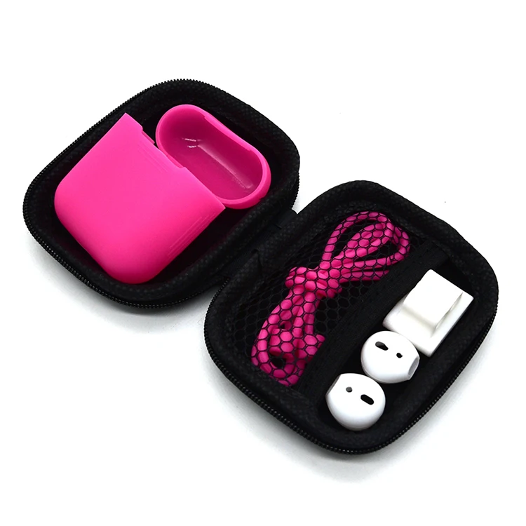 

Earphone Accessories Portable EVA and Shockproof Silicone Cover with Anti-lost Strap for Apple AirPod Box, Free to match