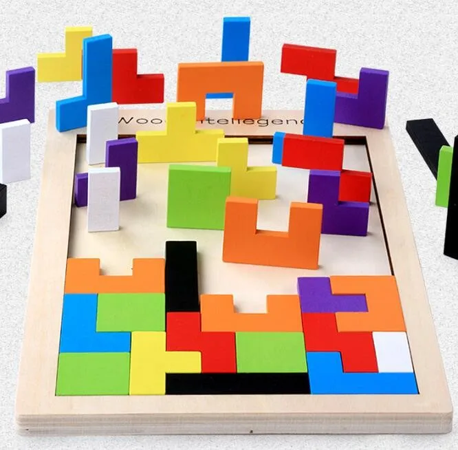 3-6 years old wooden tetris blocks puzzle toys for gift
