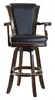 Leather Arm Stool,solid wood antique style high back bar stool,upholstered back and seat swivel bar stool