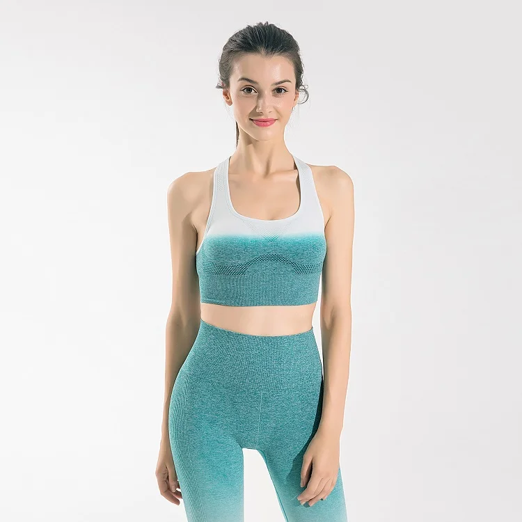

Sanzhi 2 Piece Women Yoga Fitness Seamless Sports Bra and Leggings Set Gym Workout Sports Wear, As picture
