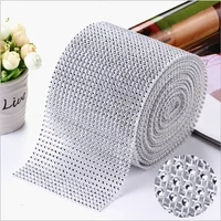 

24 rows plastic crystal diamond mesh wrap roll sparkle rhinestone ribbon