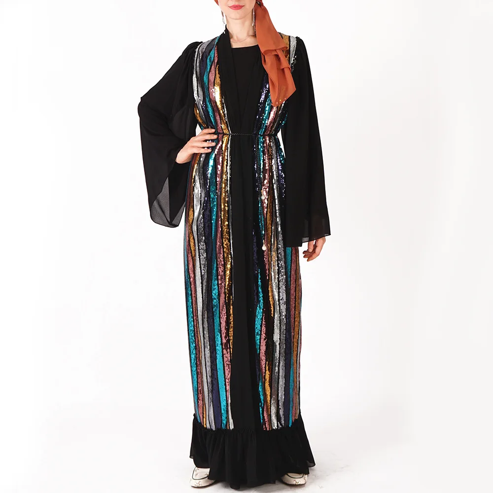 Randolly Womens Dresses,Abaya Dubai Muslim Lace Women Open Front Cardigan Embroidery Islamic Maxi Dress