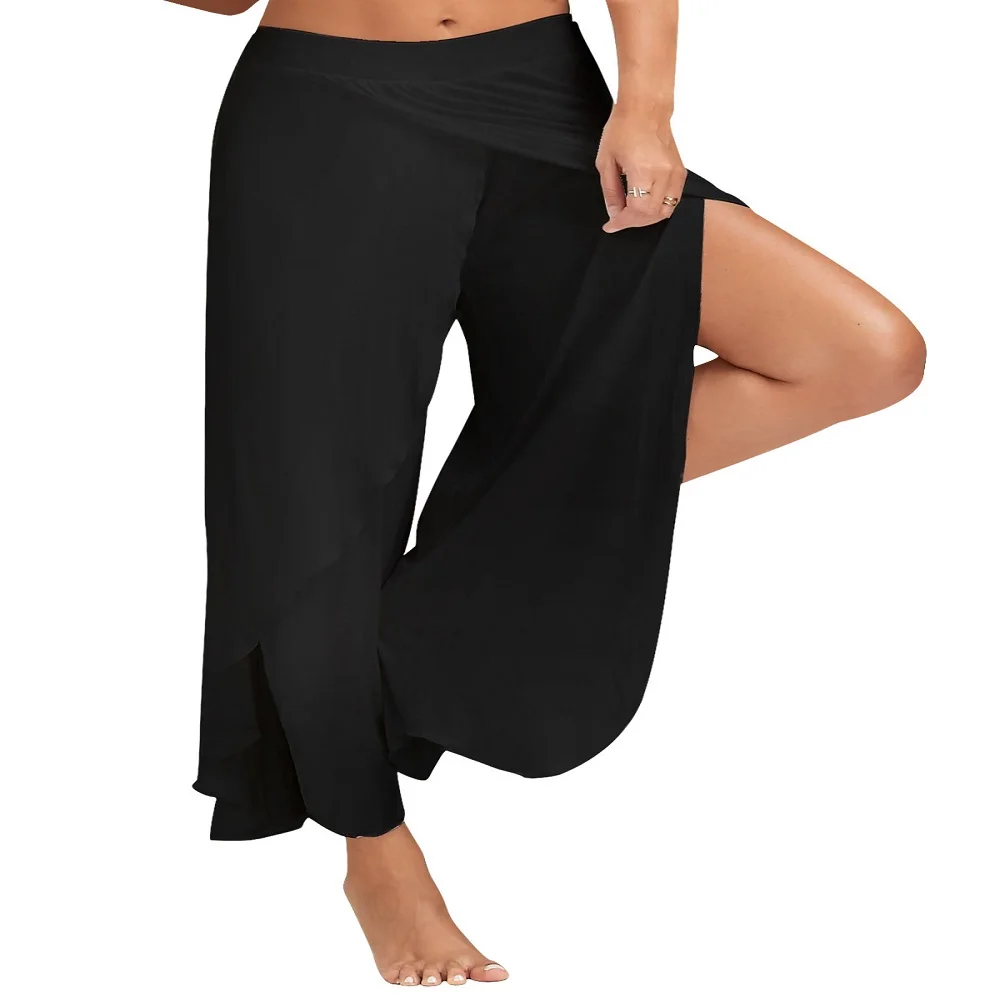 

Women Fashion Casual High Slit Layered Palazzo Pants For Yoga, Colorful to choose from