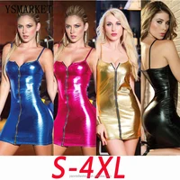 

YSMARKET Sexy Faux Leather Catsuit Dress Women Night Club Pole Dance Wear Latex Fetish pvc Fantasias Erotic Products EX606