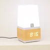 USB charge wooden smart desk clock digital with led lamp home decoration