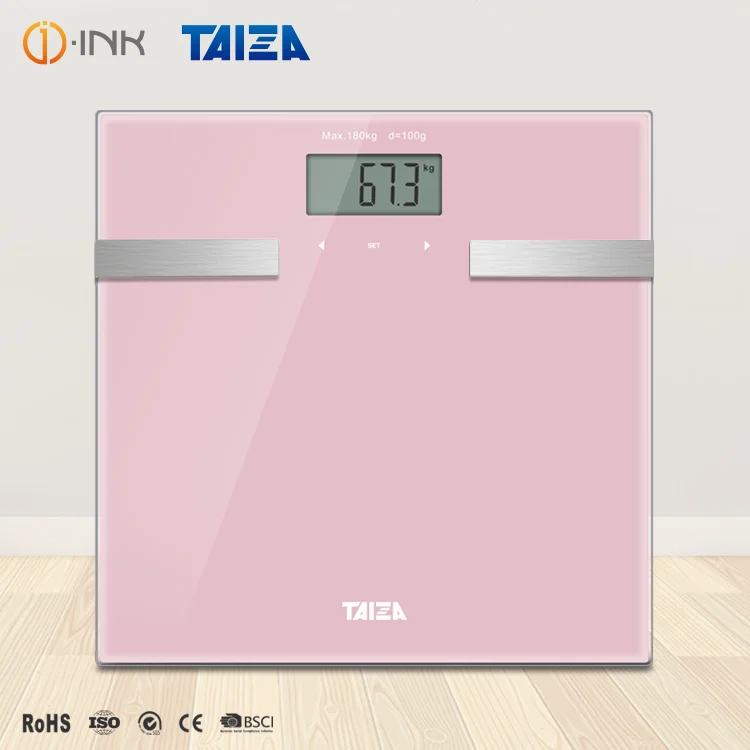 

Taiza 180kg 396lb digital bathroom body composition analyzer weight/weighing BMI body fat scale, White/black/blue/pink/green/yellow