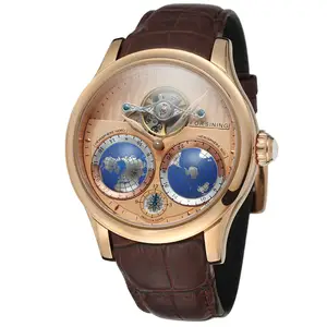 High Quality Automatic Map Zone Watch Mechanical Genuine Leather Luxury Mens Stainless Steel Business Dress Expensive Watches
