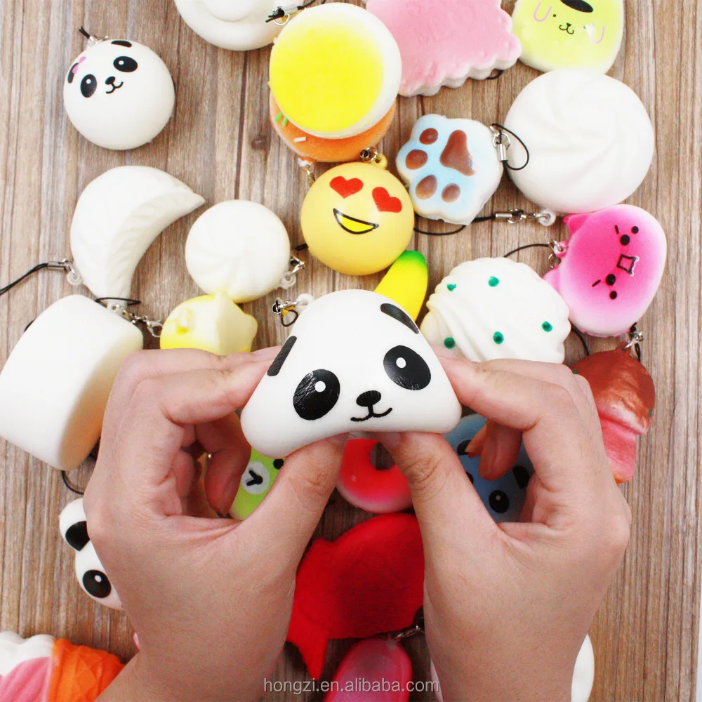 

30Pcs /set Phone Strap Cute Mini Soft Random Squishy Simulation Medium Kawaii Panda Macaron Cake Dessert Buns Straps Decor Gift