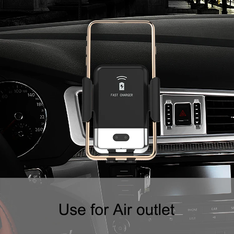 Qi Fast Wireless Charger Car Mount iPhone Holder Automatic Clamping Smart Sensor