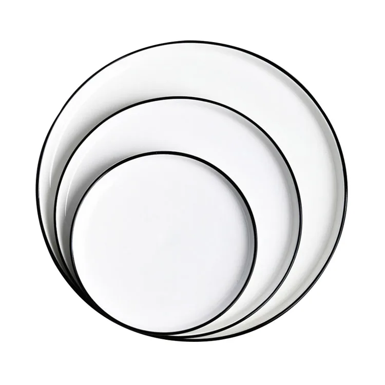 

Wholesale Nordic simple white family dishes steak breakfast flat ceramic plate