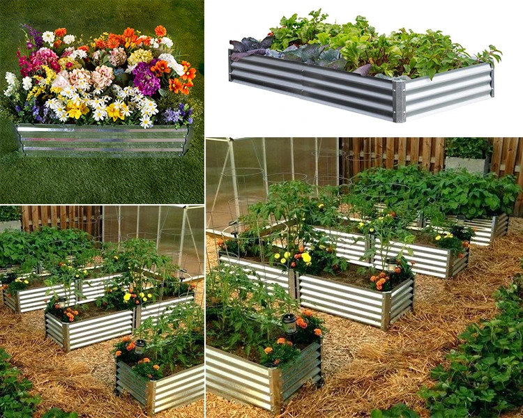 Galvanized Metal Raised Bed Garden Planter Box For Growing Herbs