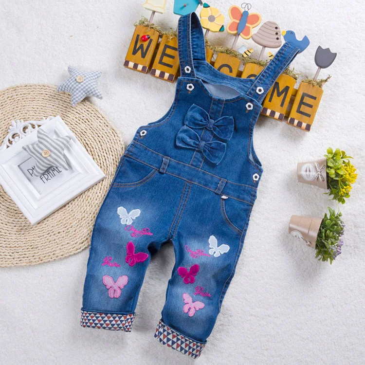 

Girls Bib Denim Trousers Children Jeans Overall baby pants leggings, Blue