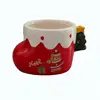 New Arrival Ceramic Christmas Boot Cup Funny Xmas Ceramic Boot Mug