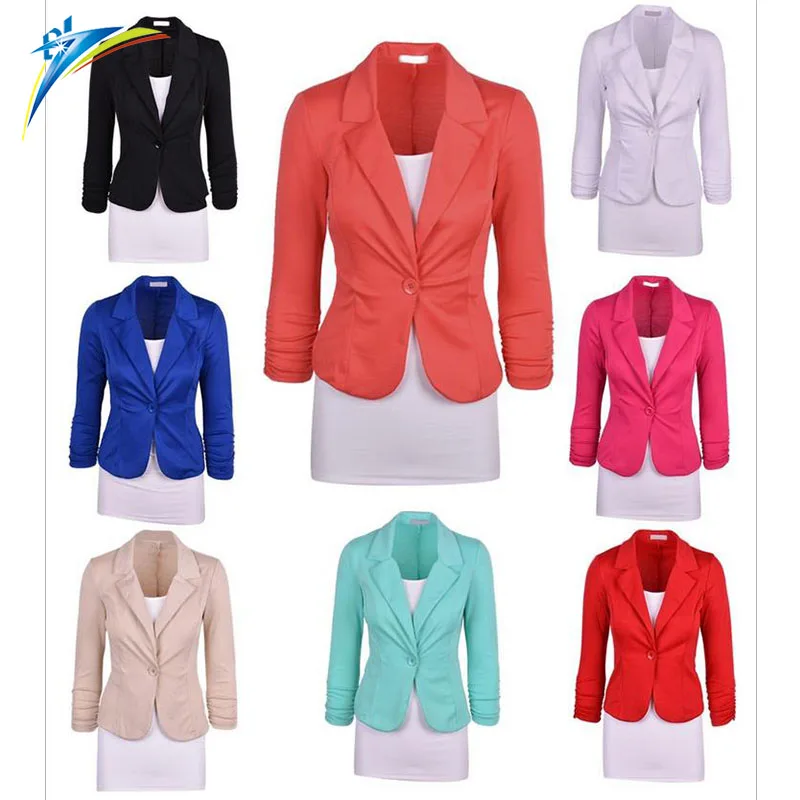 

china yiwu factory korea style slim fit business suit short women ladies fashion designs coat, 15 colors