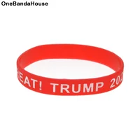 

50PCS Keep America Great Trump 2020 Silicone Wristband Red Rubber Bracelet