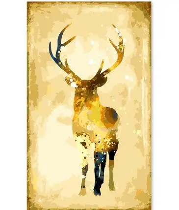

Two golden deer of digital oil painting