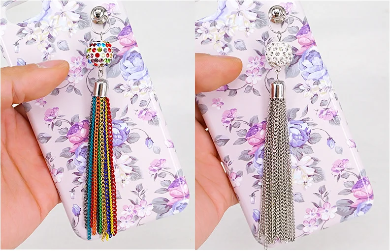 Yongze fashion colorful metal tassel with mini rhinestones ball keychain decoration