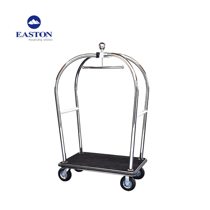 New arrival hotel black stainless steel baggage cart luggage trolley cart