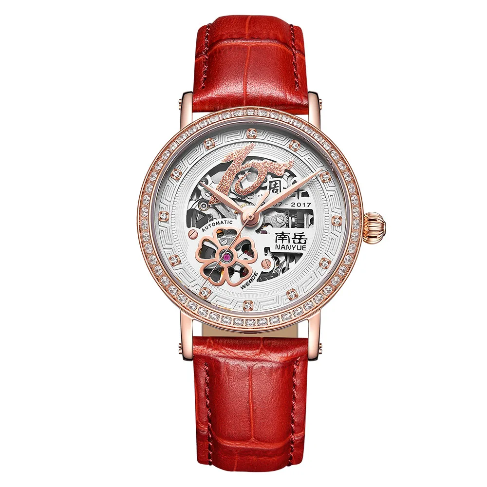 

WEIDE Leather Watches For Lady Sapphire Wholesale Multifunctional 316L Stainless Steel Gold Luxury Mechanical Automatic Watches