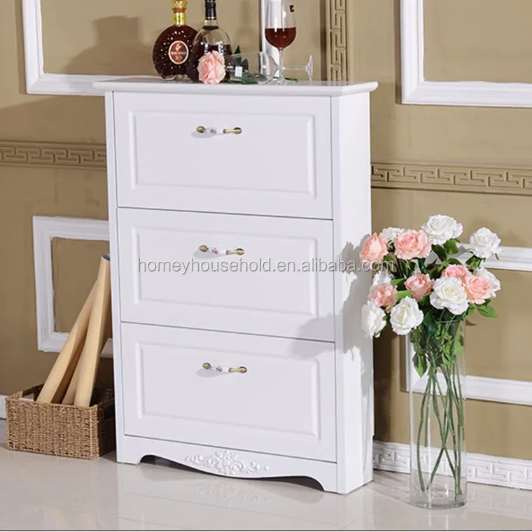 Hatil Furniture Bangladesh Wood White 3 Drawer Closed Shoe