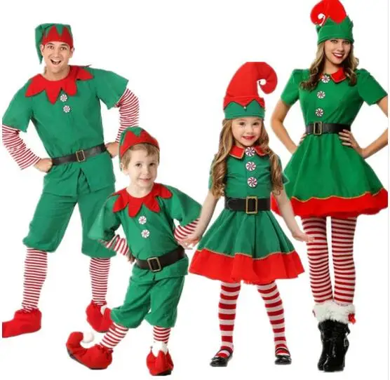 

ecowalson 2018 christmas elves costumes Women Christmas Halloween Long Sleeve Green and Red Girl Elf Dress costume