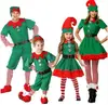 ecowalson 2018 christmas elves costumes Women Christmas Halloween Long Sleeve Green and Red Girl Elf Dress costume