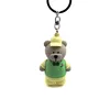 Sedex Factory custom cute green bear 3D soft pvc keychain,rubber keyring keychain,custom key chain