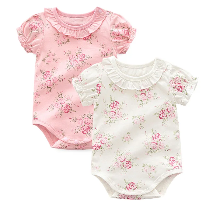 

wholesale Summer infant toddler 100% cotton flower printing newborn baby girls clothes rompers baby girls' rompers baby wears