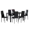 Modern fashion living room Rectangular powder coating cafe restaurant modern black 6mm tempered glass dining table