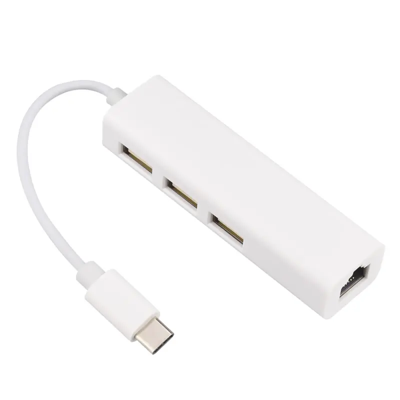 

Accept OEM logo white PVC shell cover USB 3.1 Type C TO 3 multiports USB 2.0 RJ45 network adapter hub, Mix color gold silver aluminum black white pvc shell cover