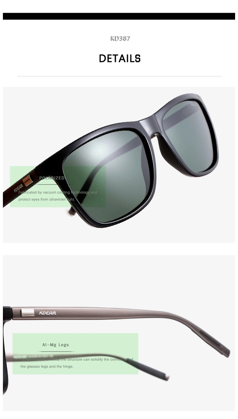 Kdeam Design Your Own Brand Mens Luxury Metal Frame Night Vision Driving Sunglasses Polarized