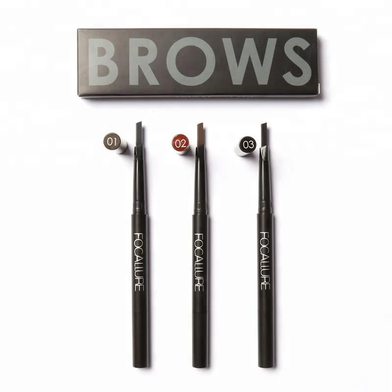 

FOCALLURE Wholesale Best Price New Style Cosmetic Durable Waterproof Flat Eyebrow Pencil, 3colors