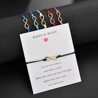 

Make A Wish Blessing Card Handmade Braided Rope Chain Bracelet Infinite Love Friendship Charm Bracelet (KB8183)