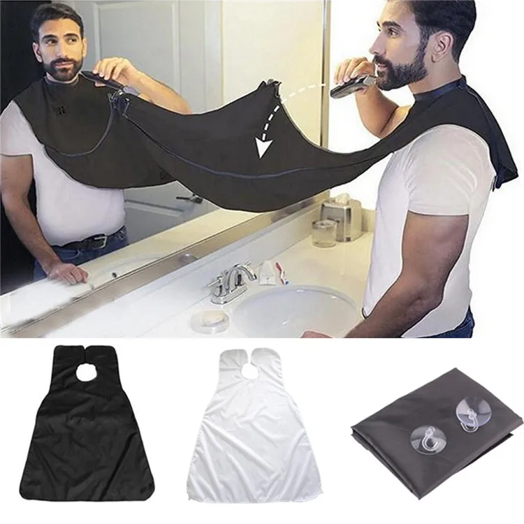 

OEM logo shaving catcher men beard apron beard shave apron, Black;white